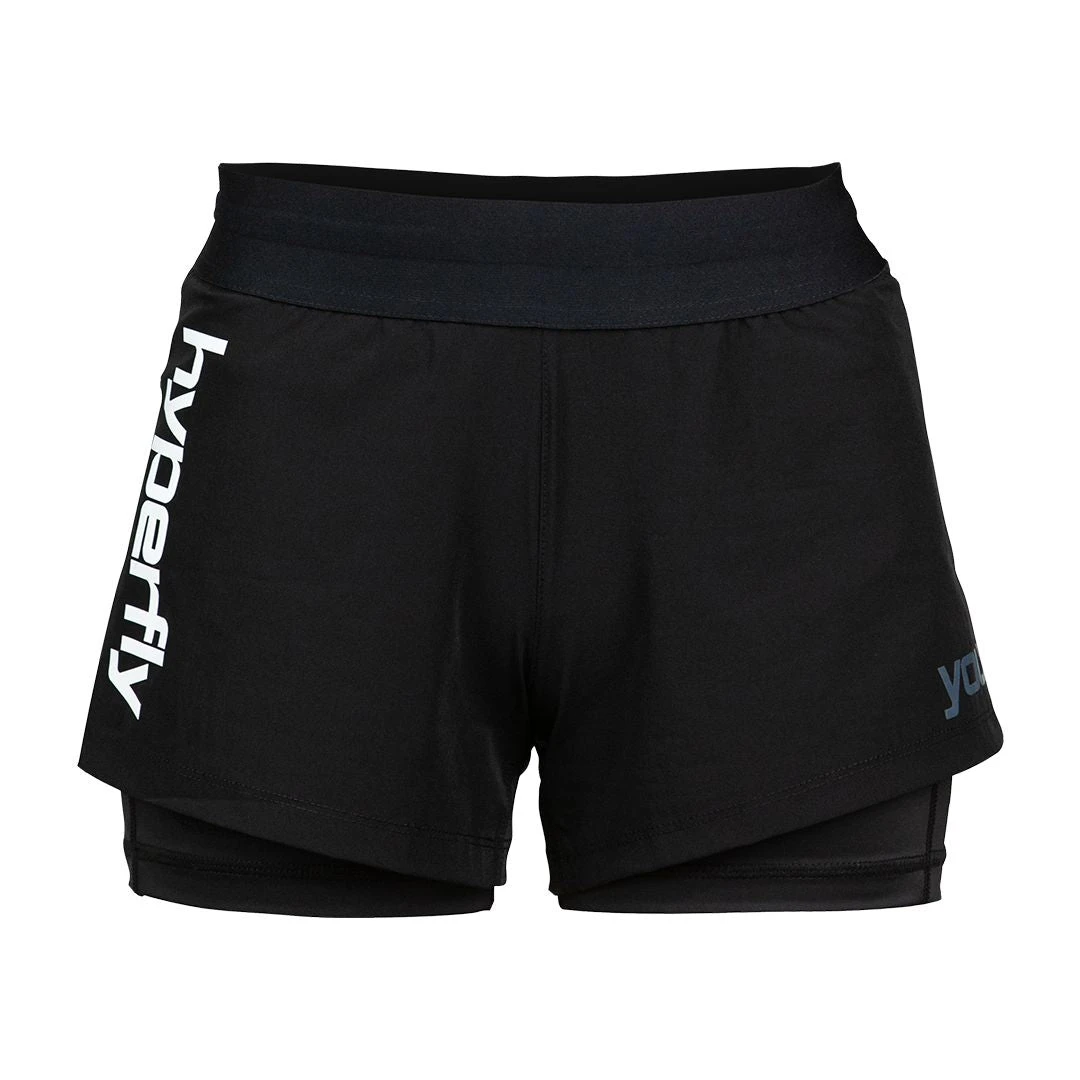 FlyGirl Fight Shorts Black With White 1 FlyGirl Fight Shorts Black With White
